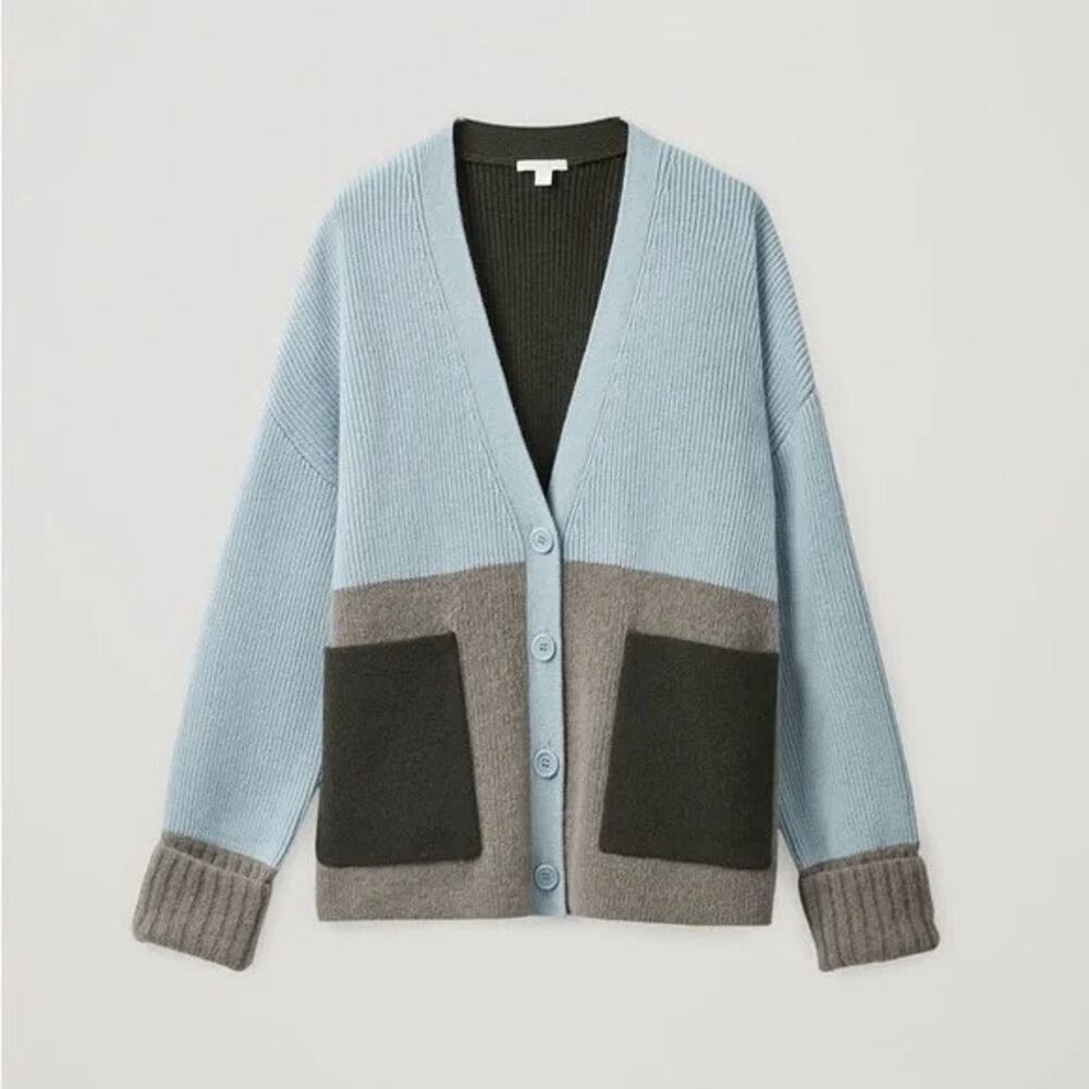 Cos Oversized Wool-Alpaca Color Block Cardigan Li… - image 4